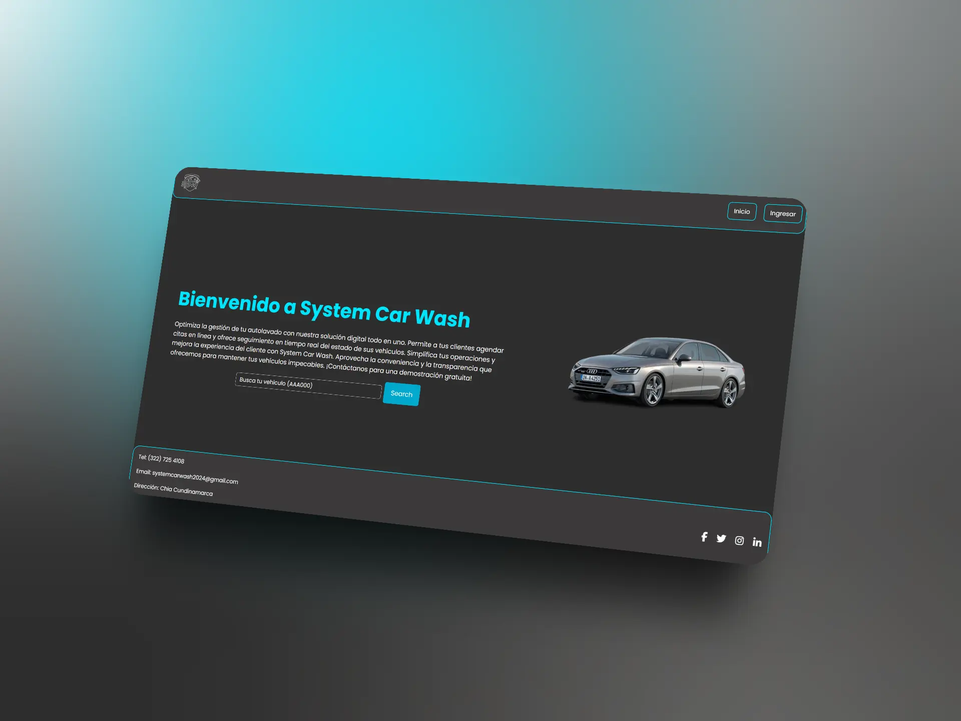 Captura de pantalla del proyecto Sistema de Gestión para Autolavados (SCW)